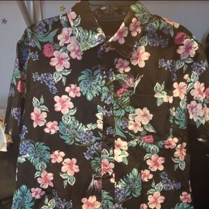 Rue21 Floral Pattern Casual Button Up/Down Shirt Men's Large